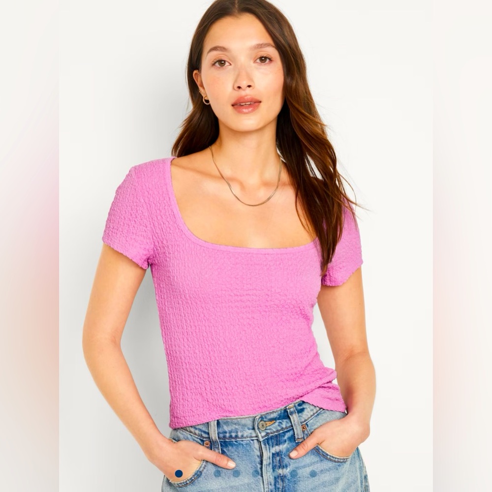 Old Navy Fitted Square-Neck Textured T-Shirt